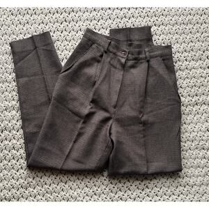 Vintage 90s Houndstooth Plaid Dress Pants Trousers Academia Brown Blue Size XS